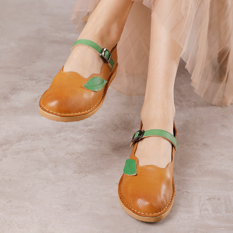 Spring And Summer New Round Head Shallow Mouth Retro Women's Shoes