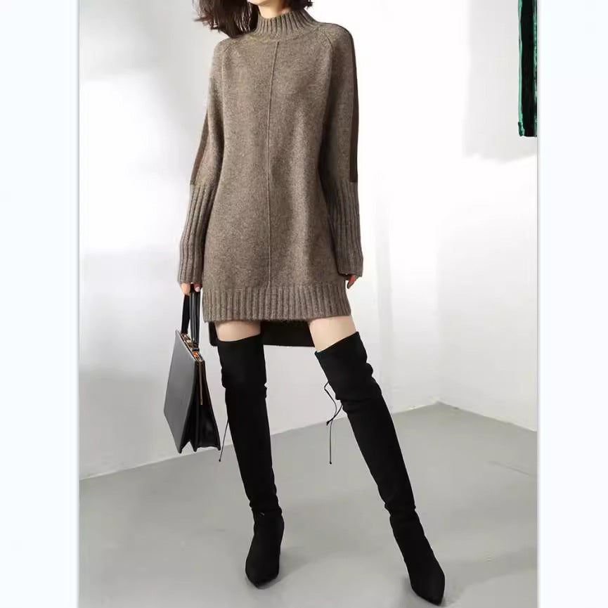 Women's Autumn Half Turtleneck Color-matching Dress Sweater