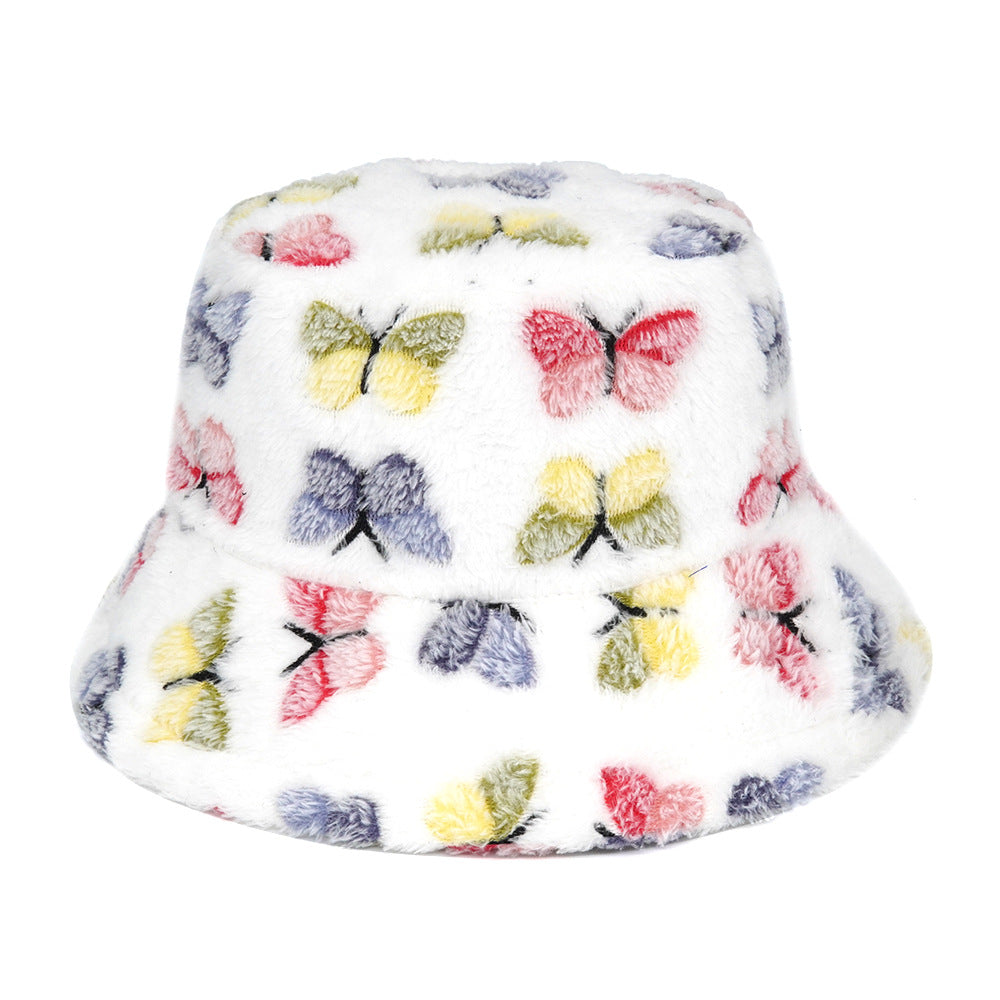 Women's Plush Cartoon Jacquard Bucket Hat