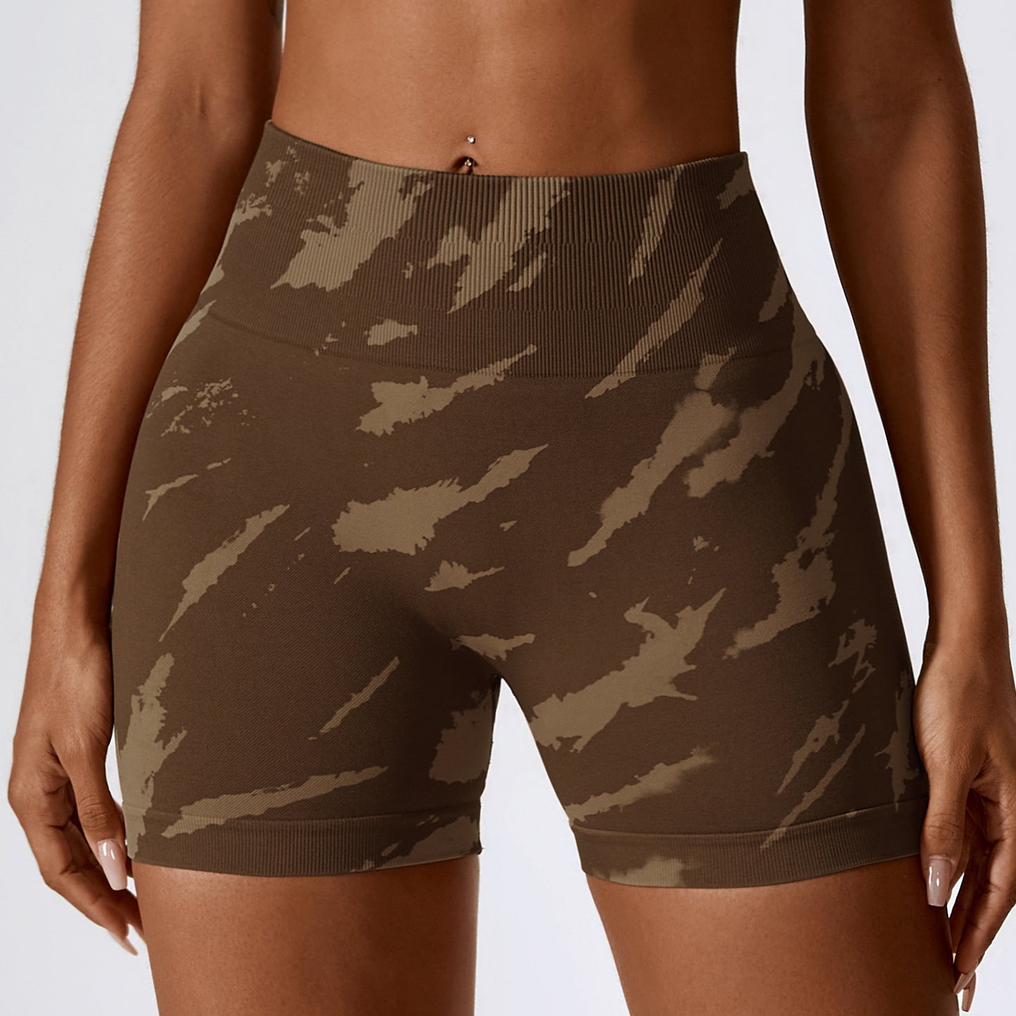 European And American Digital Printing Seamless Yoga Shorts