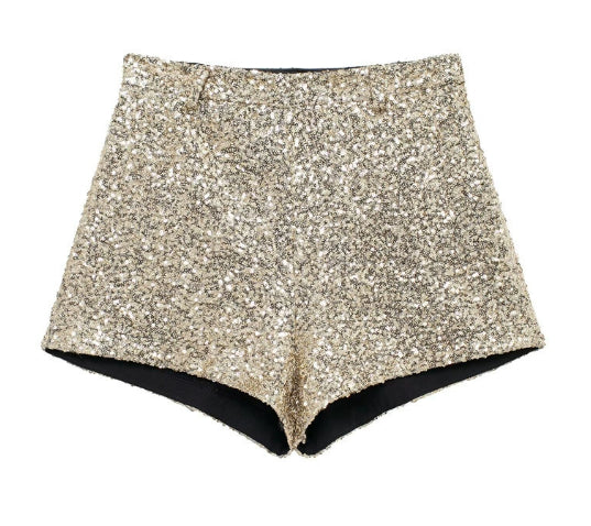 Women's Fashionable Sequins Mid-waist Shorts