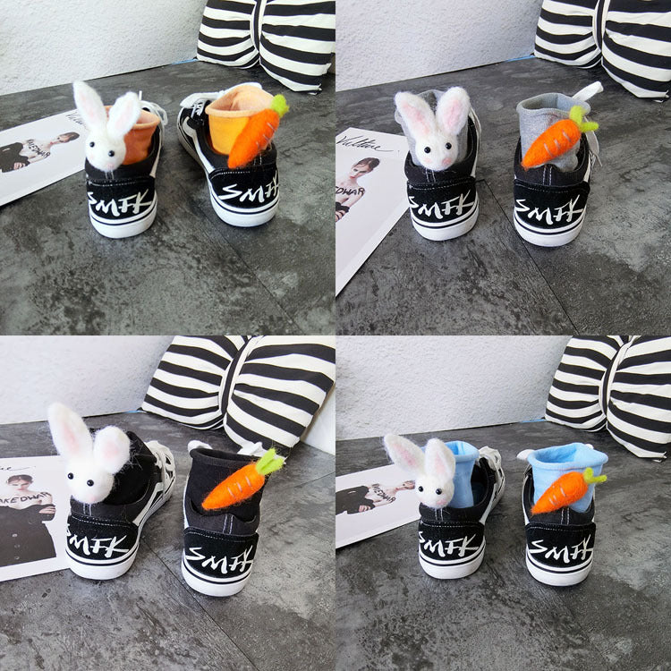 Personalized Rabbit Carrot Asymmetric Wool Felt Socks