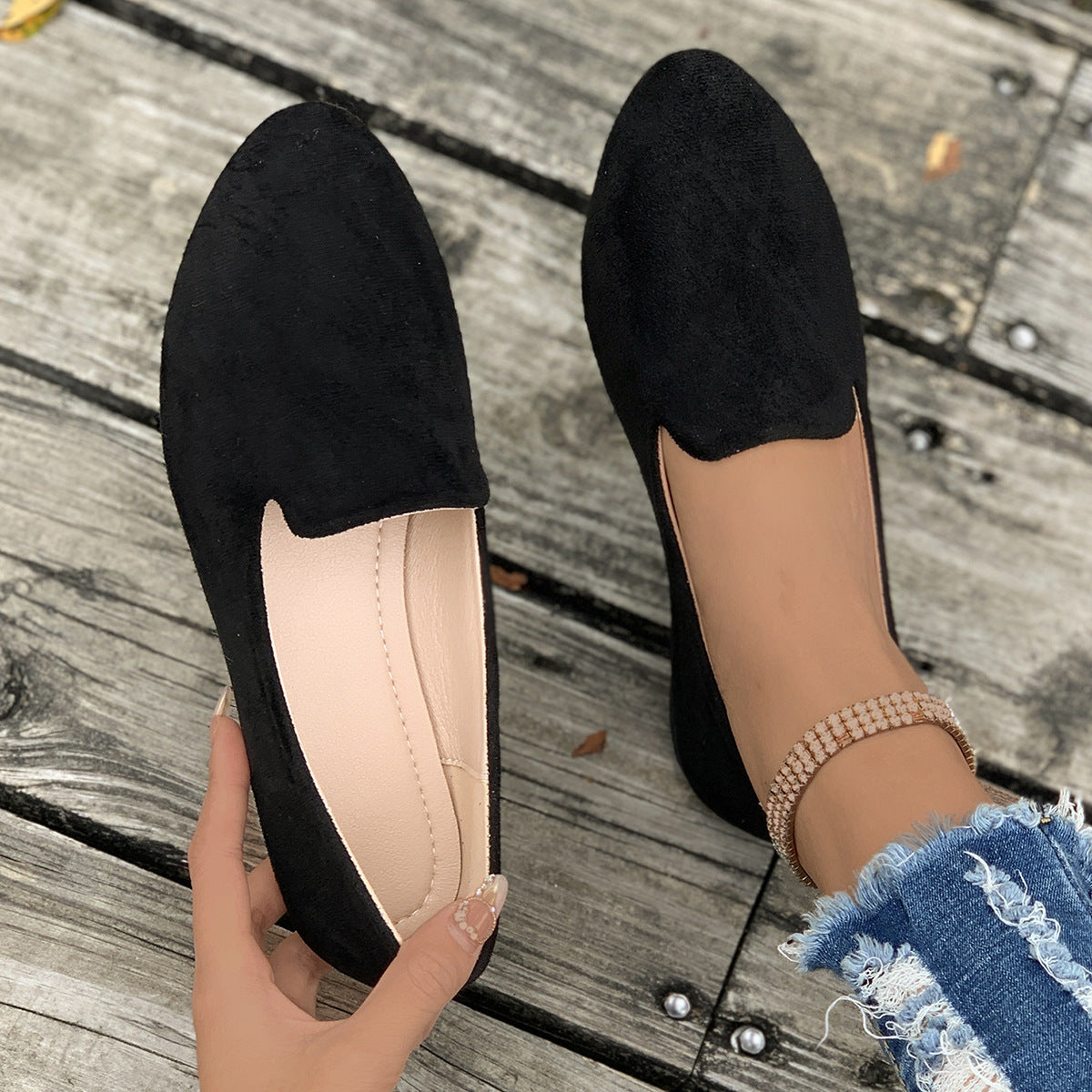 Women's Leisure Thin Shoes Low-cut Flat Round Head