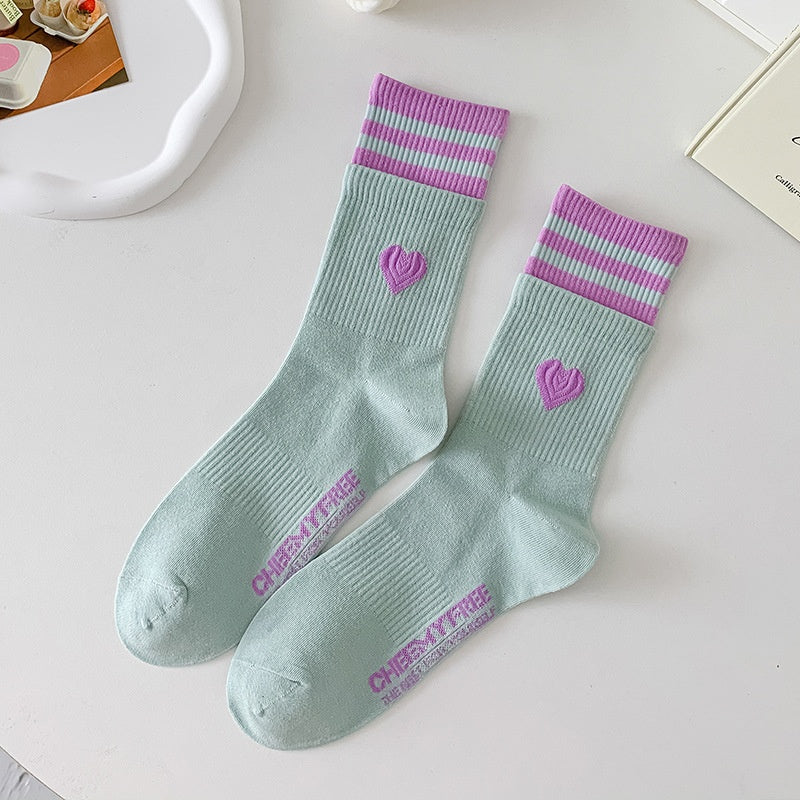 Women's Patchwork Striped Printed Mid Length Socks
