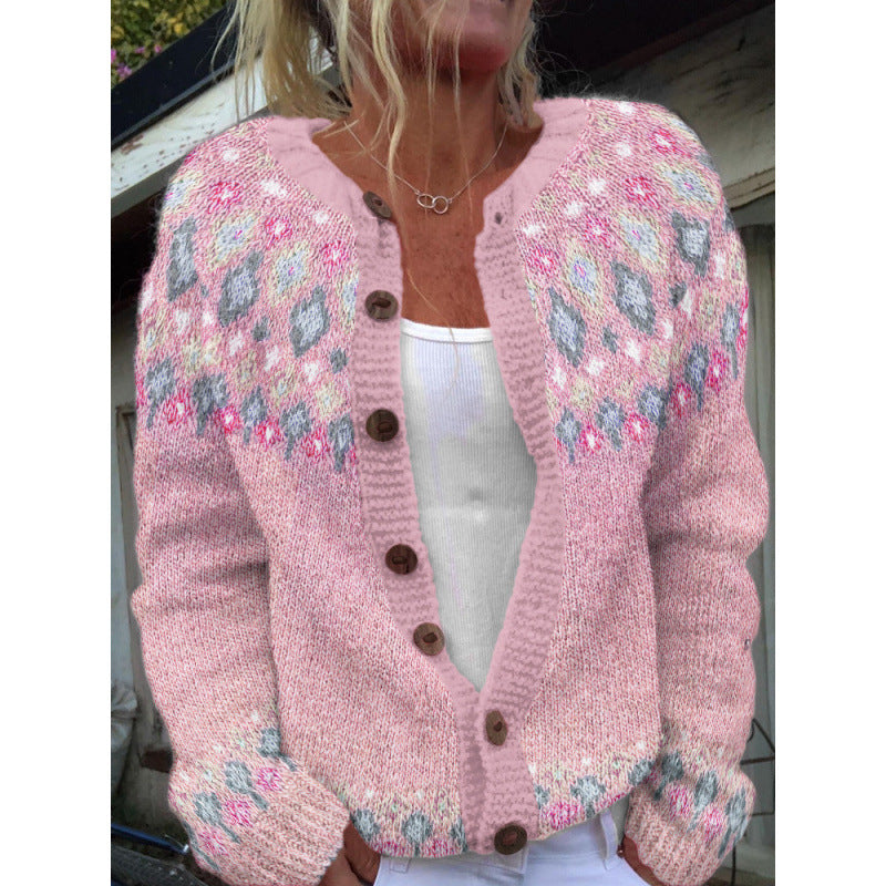 D Digital Printing Cardigan Knitted Coat Women's Early Spring And Autumn Coat