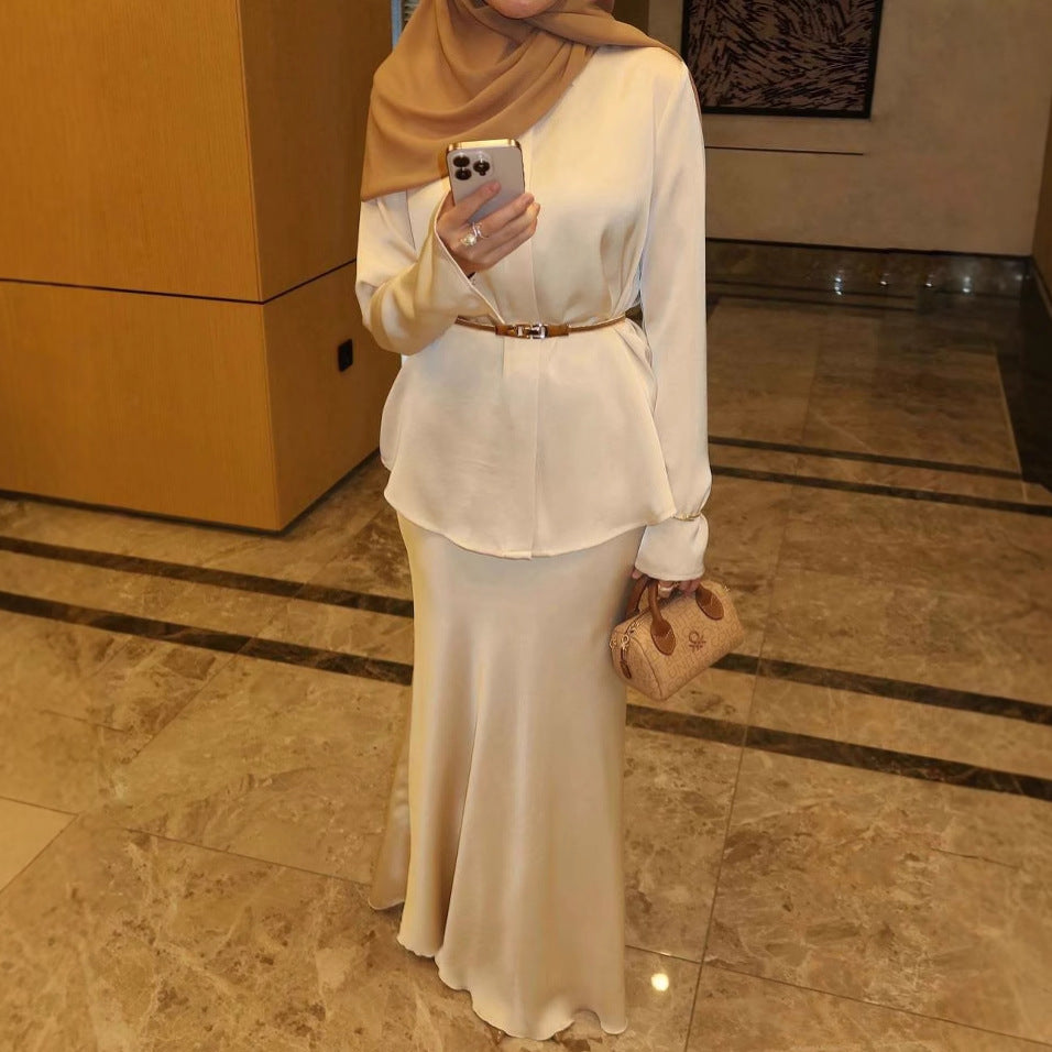 Versatile Buttoned Jacket And Sheath Skirt Set For Women