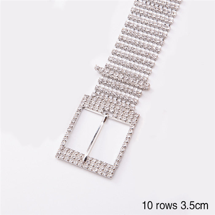 Women's Shiny Alloy Belt With Rhinestones