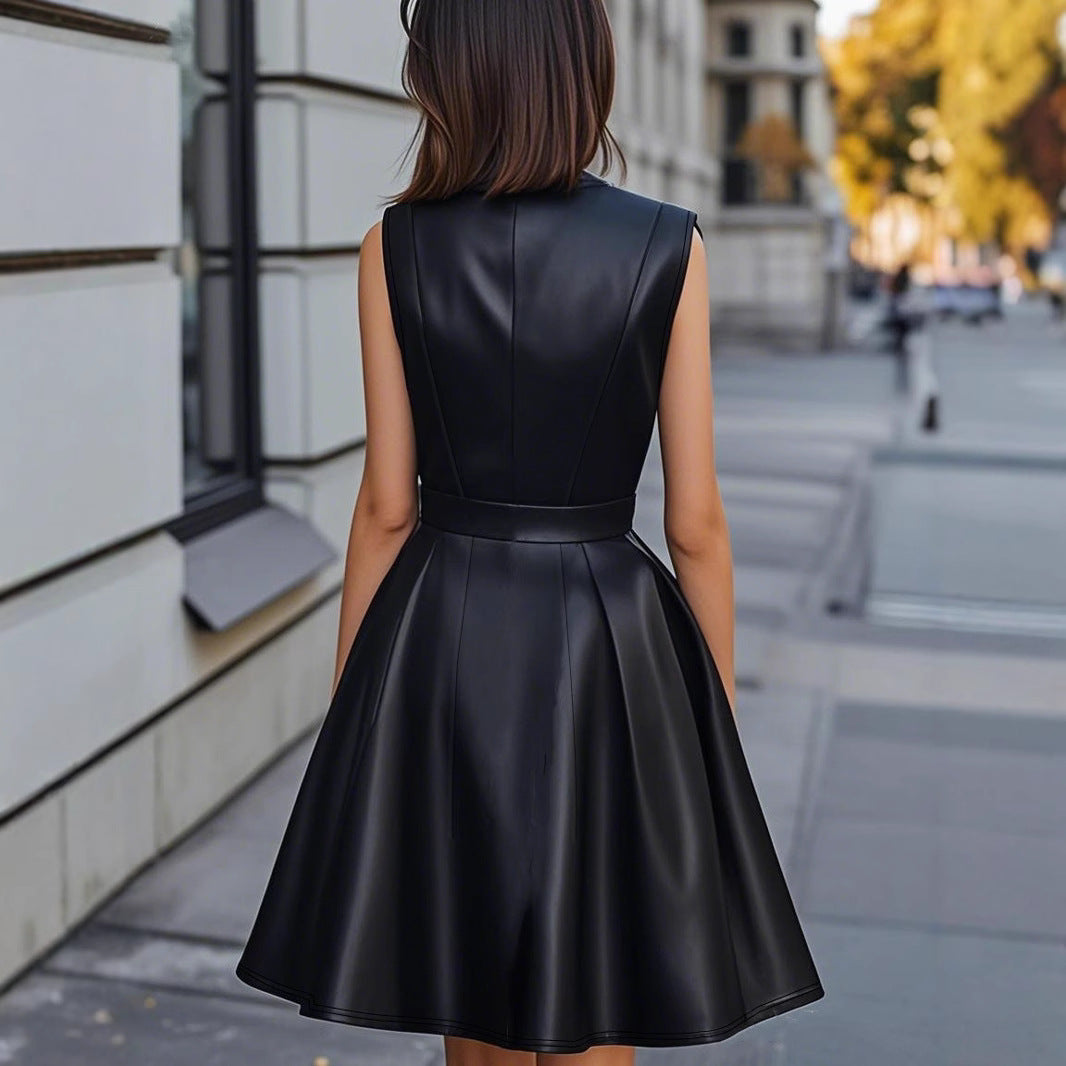New Stylish French-style Sleeveless Waist-cinching Dress