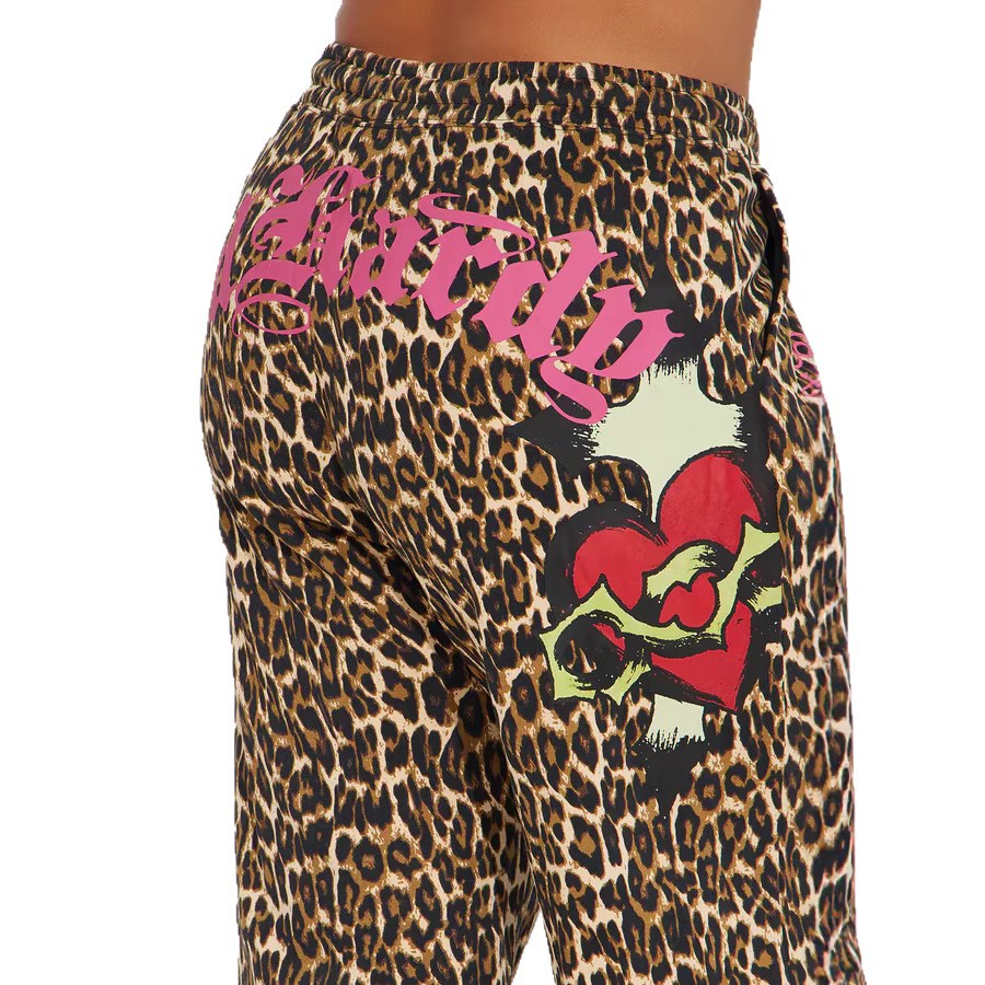 Womens Casual Hooded Set Flared Pants With Leopard Print And A Matching Top