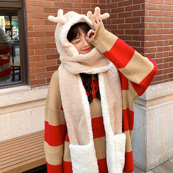 Women's Autumn And Winter Cute Warm Plush Ear Protection Hat
