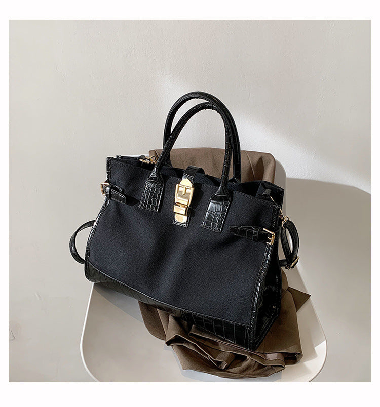 Textured Contrast Color Stylish Messenger Big Bag