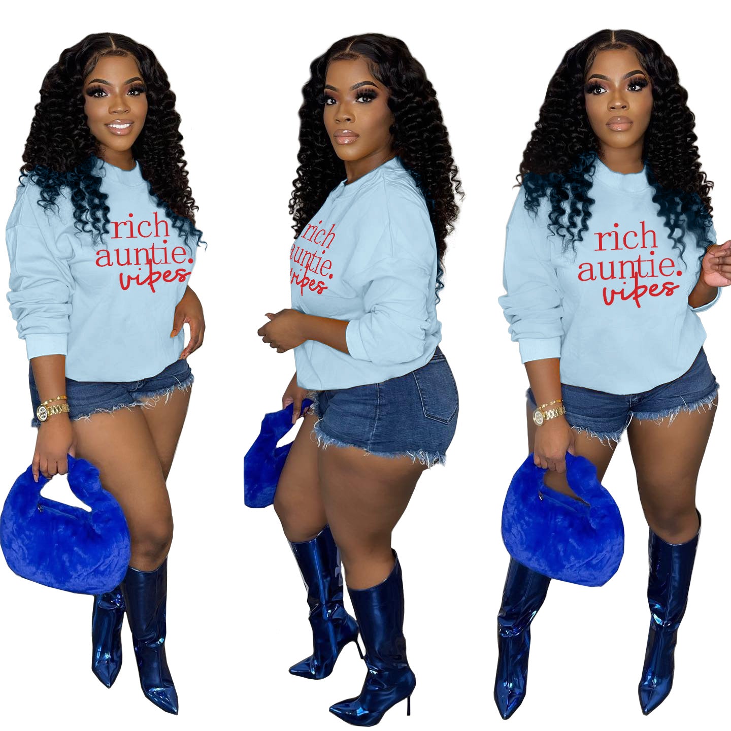 Fleece-lined Small High Collar Loose Casual Sweatshirt Long Sleeve