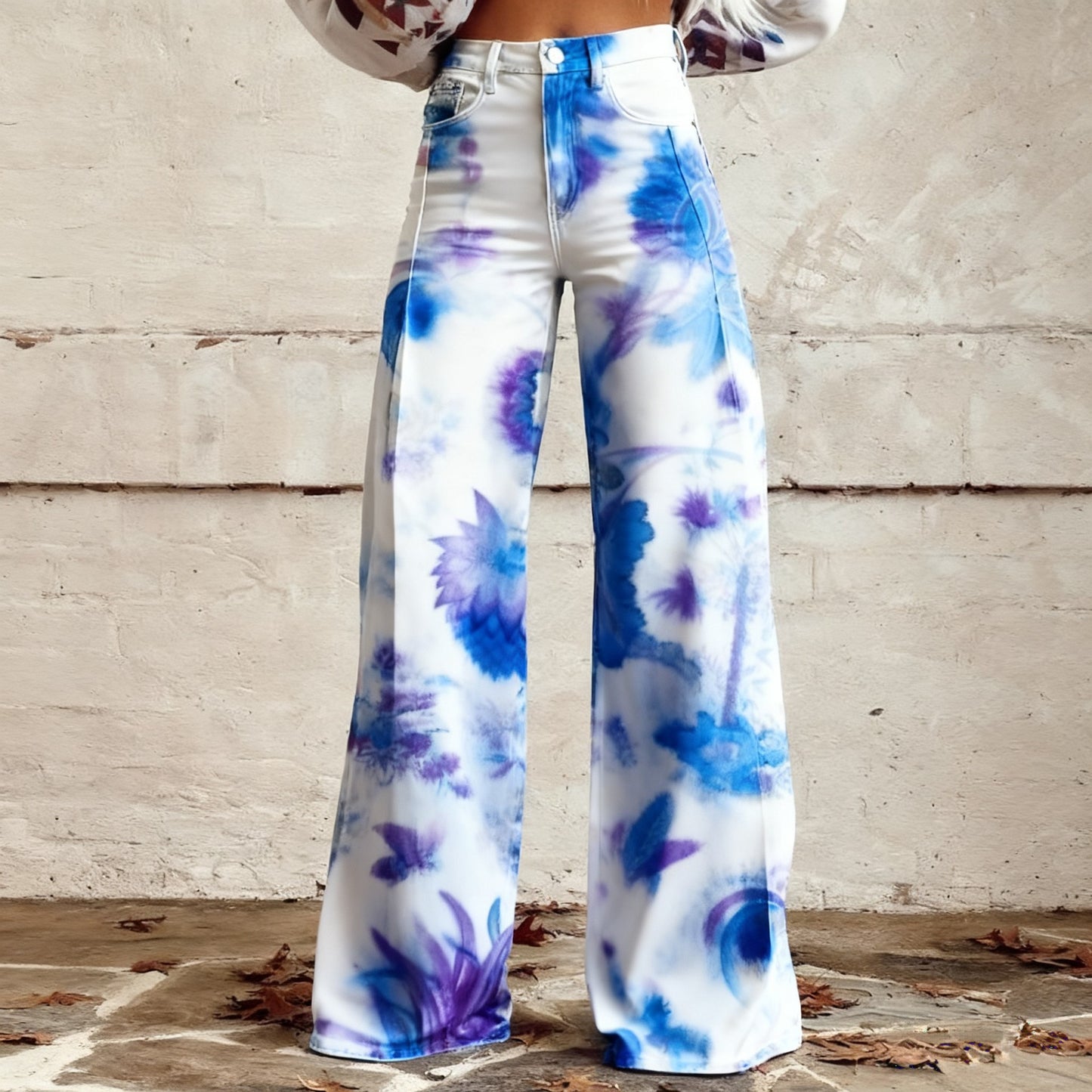 Slim-fit Twill Faux Denim Jeans Casual And Versatile