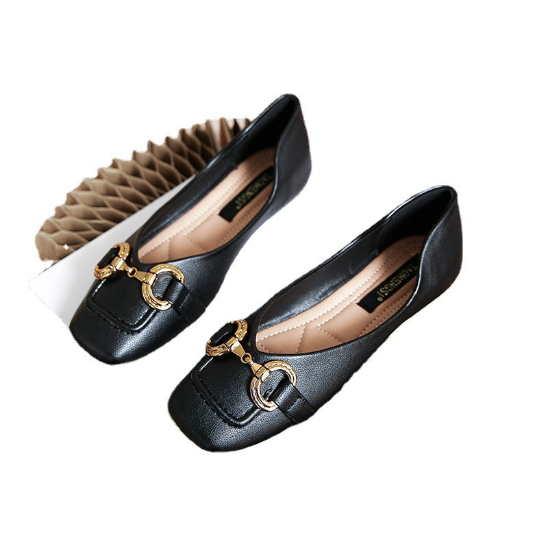Women's Slipon Flat Leather Shoes Mother Soft