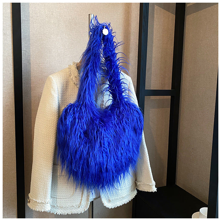 Women's Plush Retro Love Shoulder Bag