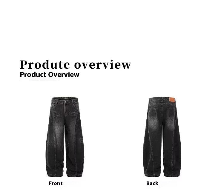 Retro Kat Skæg Machete Jeans Løse Lige Ben Vide Ben til Kvinder
