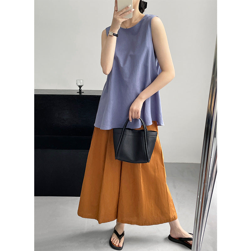 Sleeveless Shirt Loose Mid-length Top
