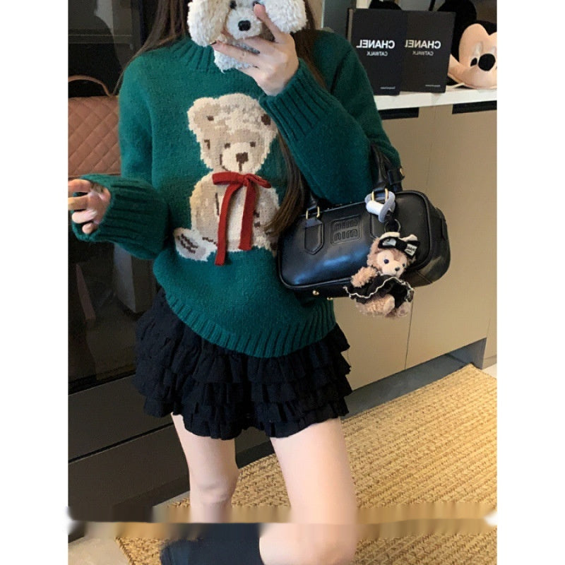 Long Sleeve Knitted Sweater Loose Top For Women