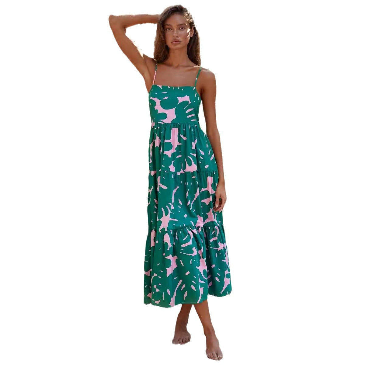 Printed A-line Long Casual Swing Dress For Women