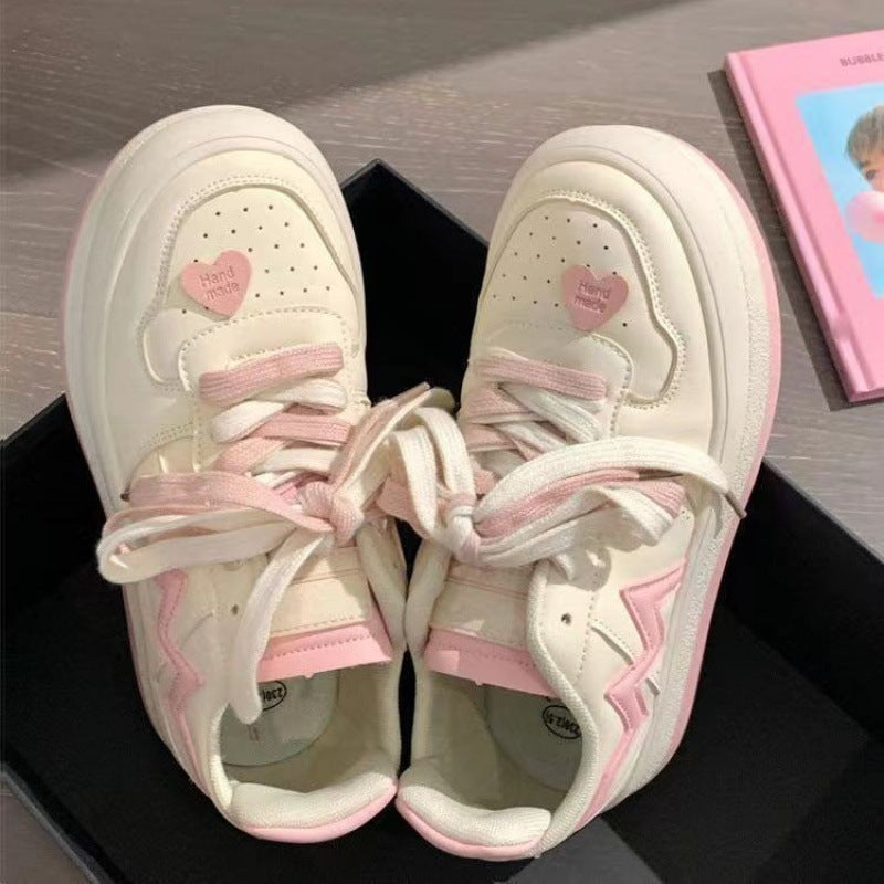 Low Cut Round Head Deep Mouth Rubber Flat Lace-up Board Shoes