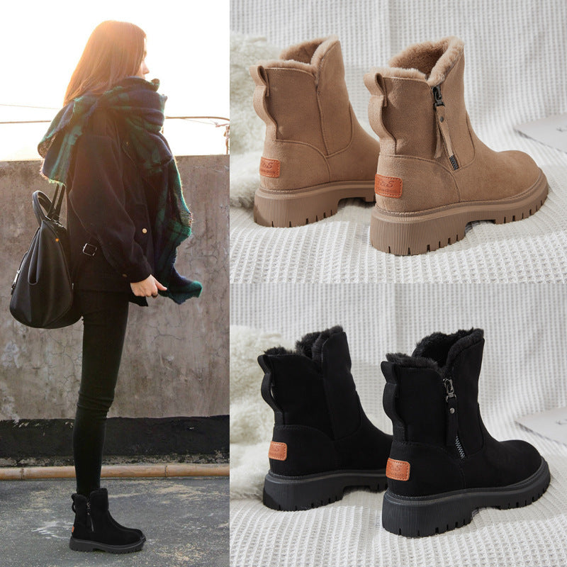 Snow Boots Women's Fur One New Style Cotton Shoes Thickened And Velvet