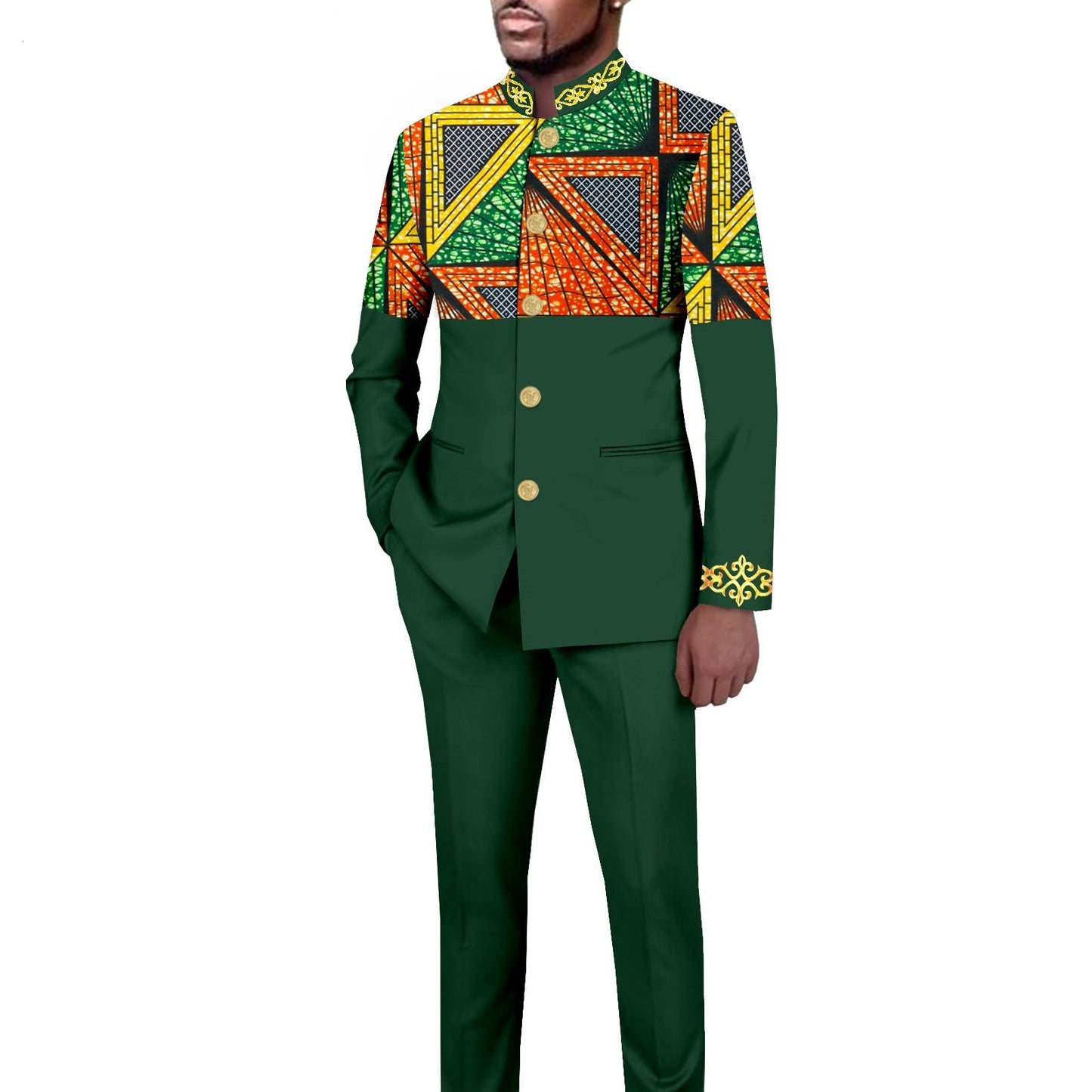 Men's Simplicity Printed Slim Fit Blazer Trousers Suit