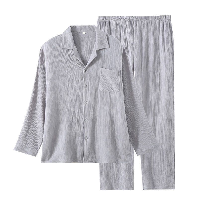 Mens Loose-fitting Plus-size Loungewear With Long Sleeves And Long Pants