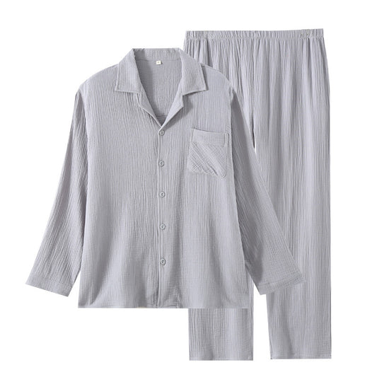 Mens Loose-fitting Plus-size Loungewear With Long Sleeves And Long Pants