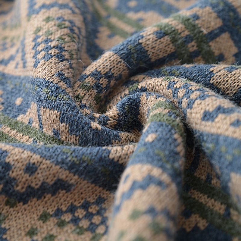 Autumn And Winter New Geometric Pattern Trend Loose Knitted Sweater