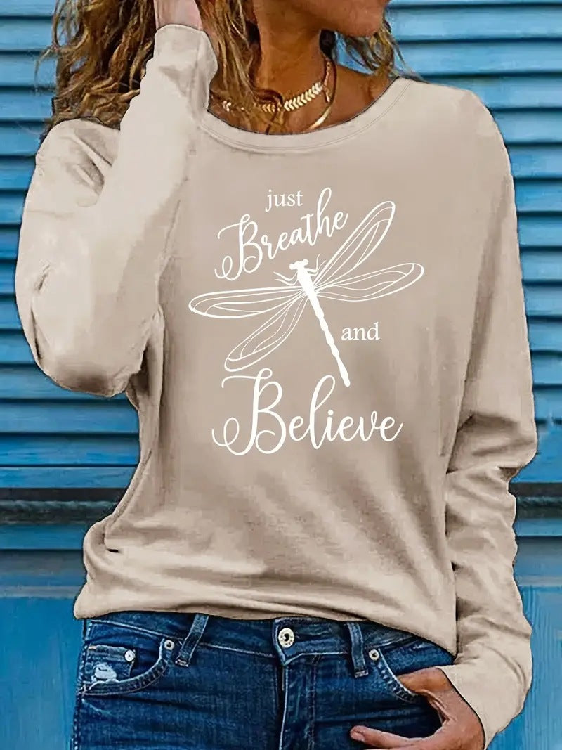 Dragonfly Long Sleeve Casual Women's Clothing
