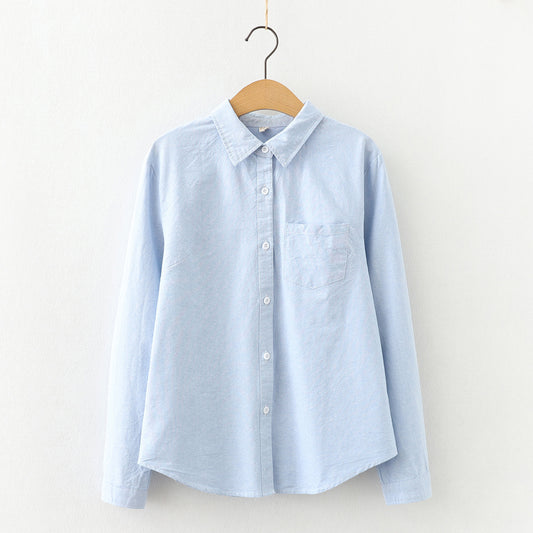 Striped Cardigan Slimming Single-breasted Lapel Long Sleeve Shirt