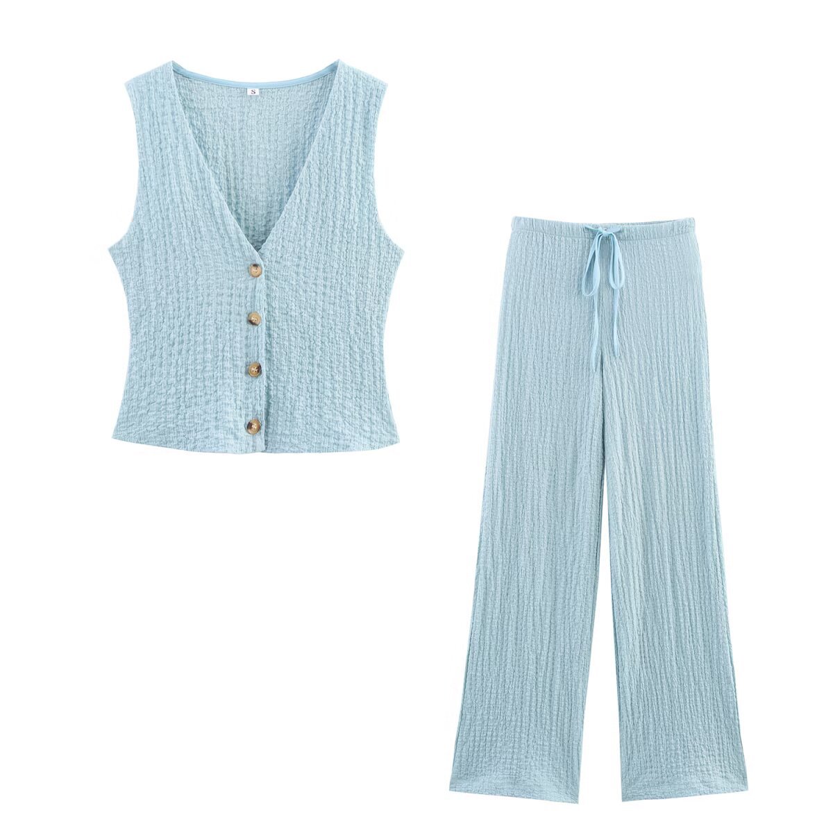 Texture Vest Top Texture Straight-leg Pants Suit