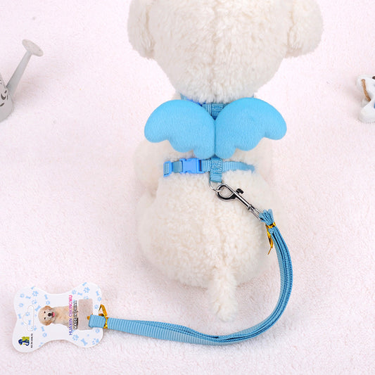 Pet Walking Dog Angel Wings Hand Holding Rope