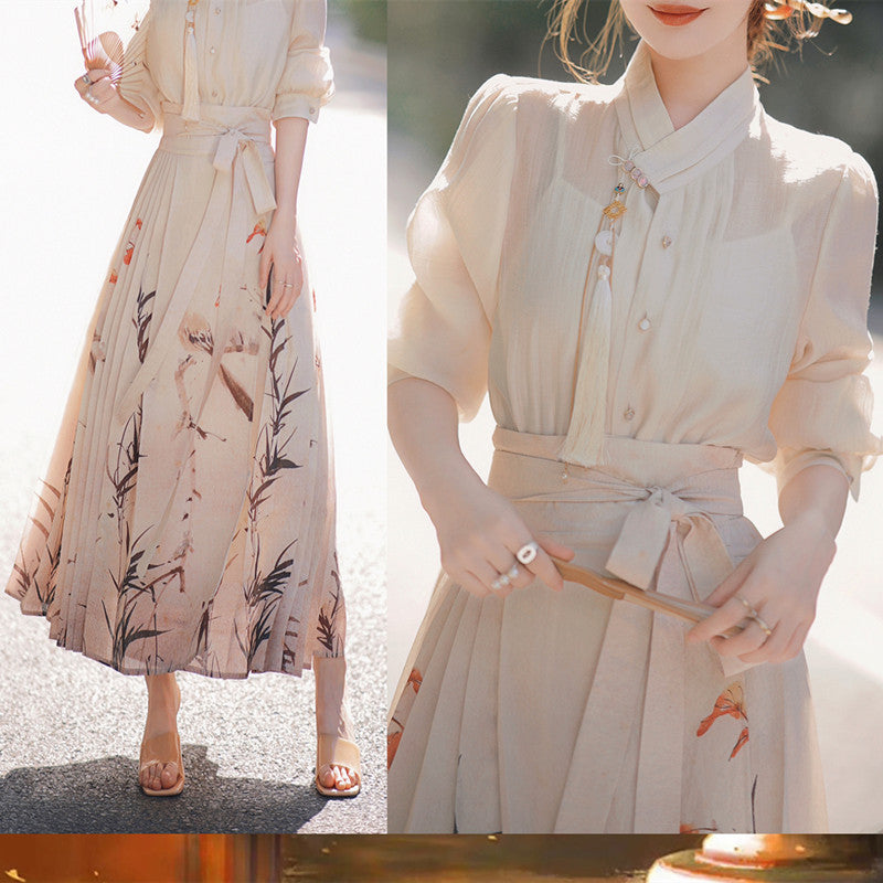 Tencel New Chinese Style Heritage Classic Horse-face Skirt Women's Clothing