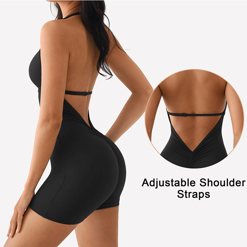 Rygløs Nude Feel Yoga Jumpsuit med lange ærmer