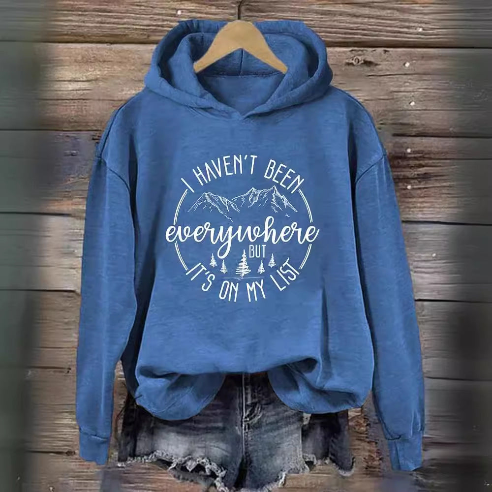 Hooded Coat Sweatshirt Printed Casual All-matching Women's Wear Top