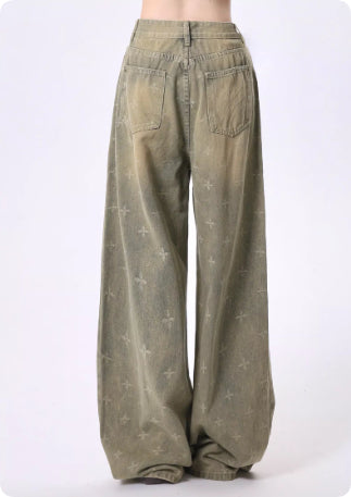 Retro Washed Denim Jeans Fleece Lining Autumn And Winter
