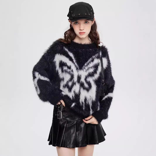 Women's Headgear Butterfly Jacquard Sweater Sweater