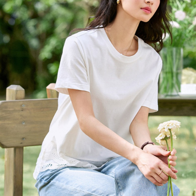Summer Double-layer Wave Lace Design Blouse