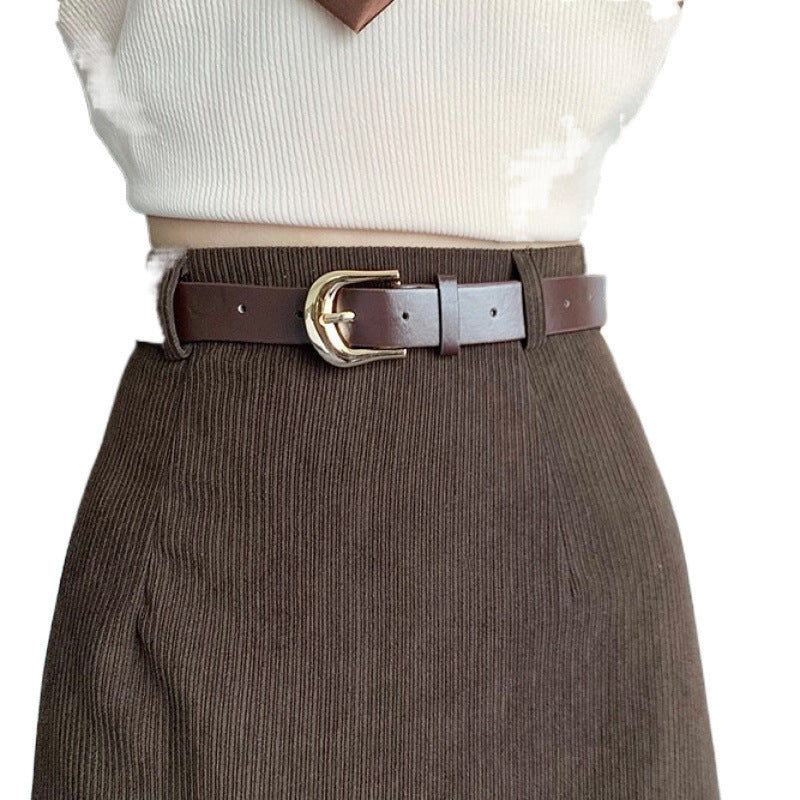 French-style Midi Corduroy Skirt