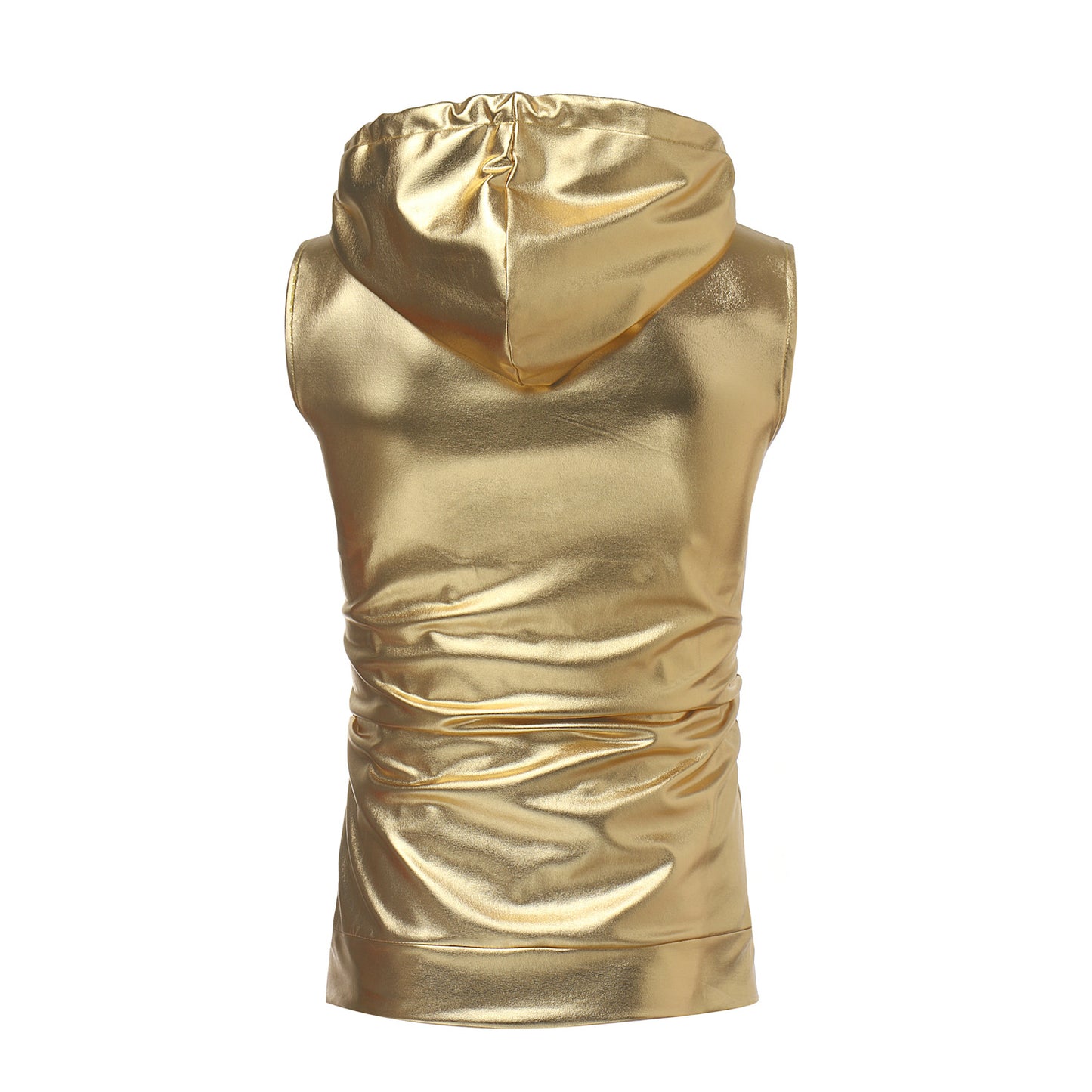 Fashion Dance Bright Hooded Drawstring Zipper Vest