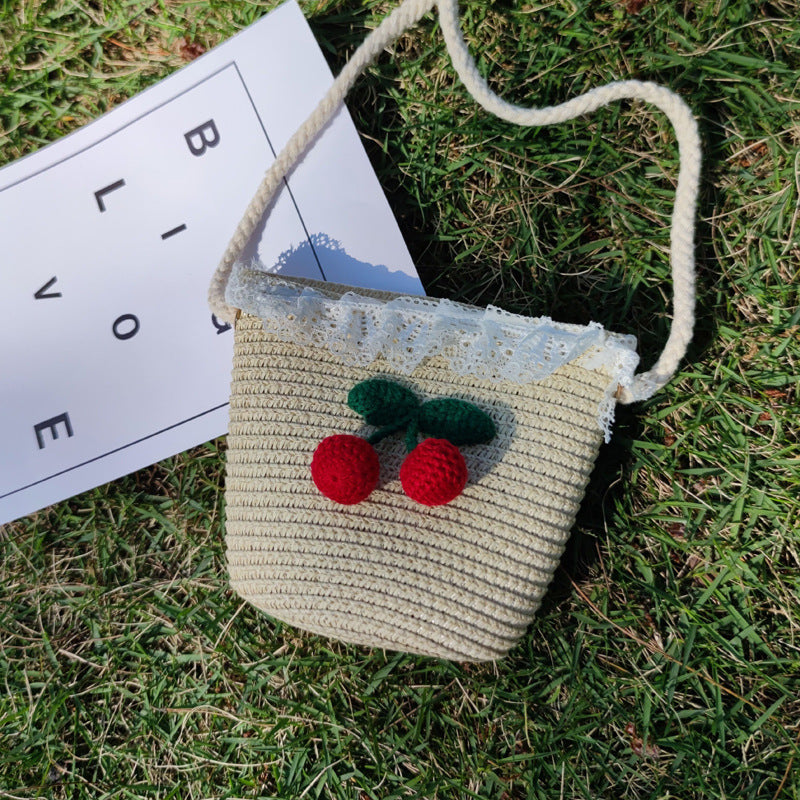 Grass Woven Bag For Children's Cute Crossbody