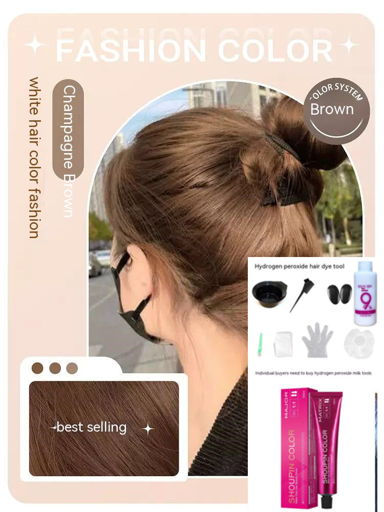 Ammonia-free Hair Color Paste Monochrome Paste Cover White Hair Multi-segment Color One-step Black Tea Gray Blue Black Hair Dye