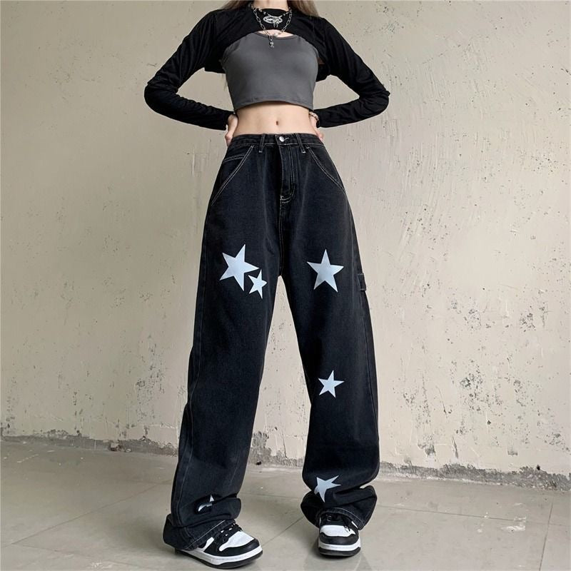 Straight New Korean Version Of The Retro High Waist Wide Leg Dad Long Pants