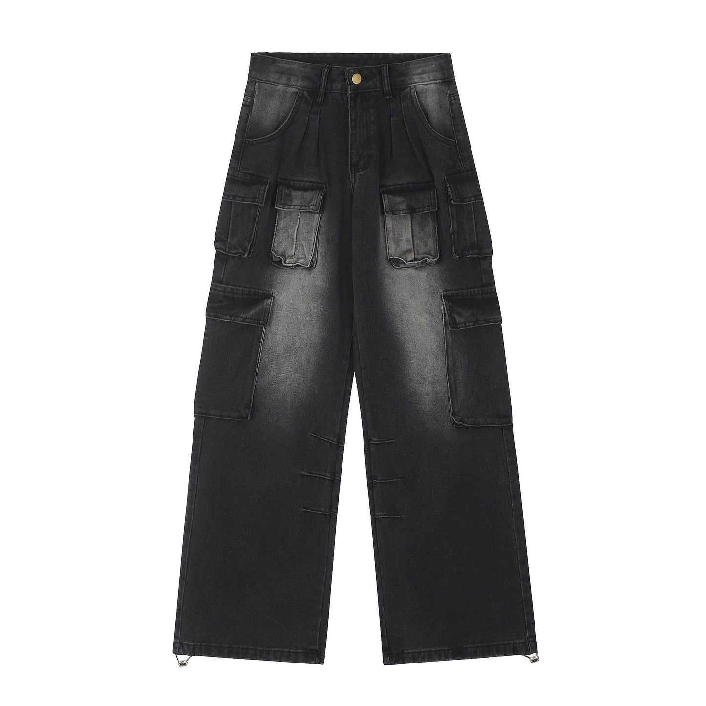 Multi-pocket Loose Multi-pocket Washed Distressed Pants