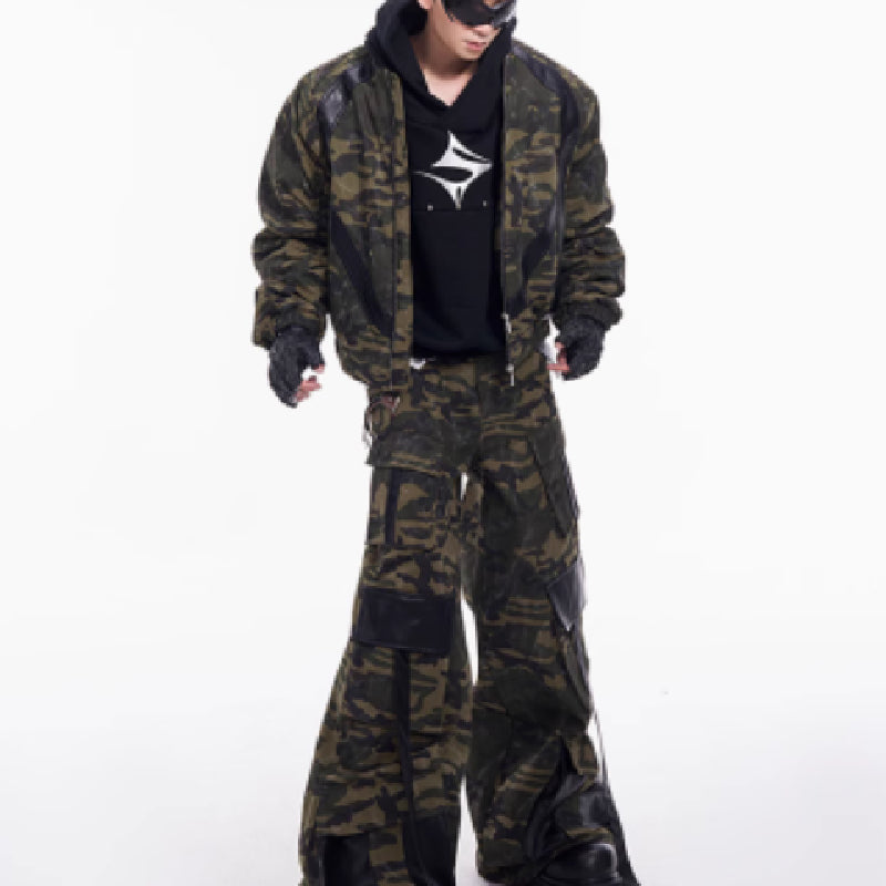 American Retro Quilted Camouflage Jacket Coat For Men