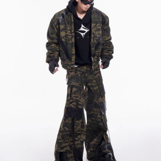 American Retro Quilted Camouflage Jacket Coat For Men