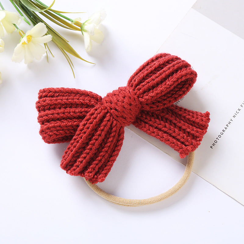 European And American Wool Bow Baby Nylon Hair Band