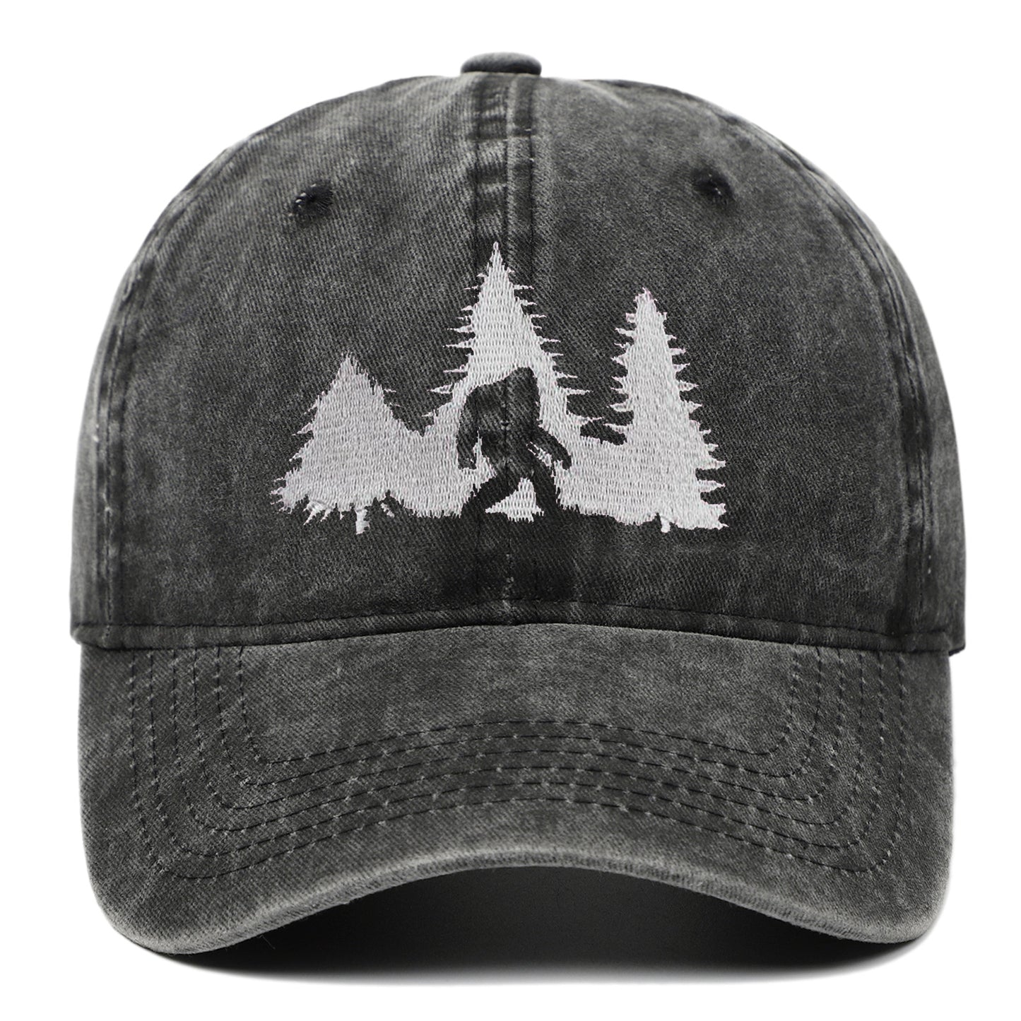 Big Foot Embroidered Baseball Cap Worn Looking Washed-out