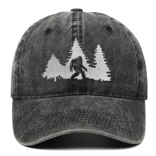 Big Foot Embroidered Baseball Cap Worn Looking Washed-out